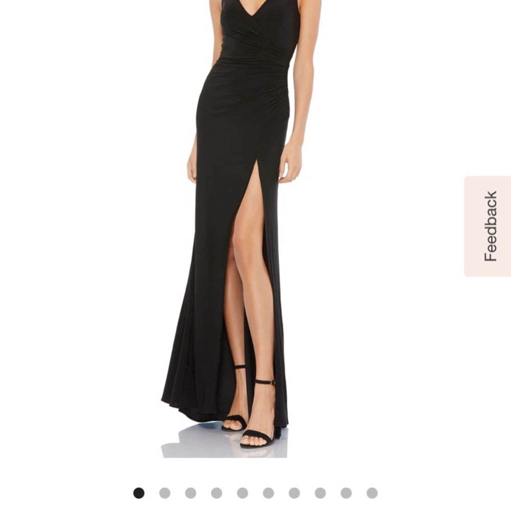 MAC DUGALL RUCHED STRETCH JERSEY V-NECK GOWN